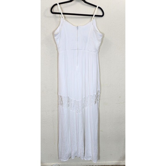 Maurices Dress Womens Large White Rayon Gauze Crochet Lace Maxi Boho NWT - Picture 3 of 8